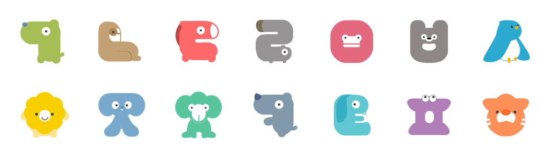 자음동물 14마리 이미지